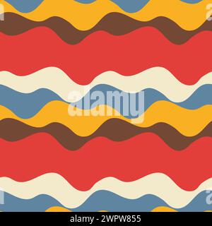 Mehrfarbiger Horizontaler Welliger Welligkeitsmuster-Hintergrund Stock Vektor