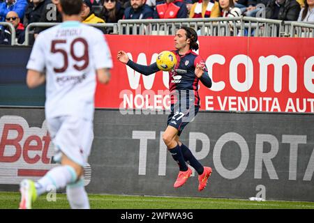 Cagliari, Italien. März 2024. Tommaso Augello von Cagliari Calcio während Cagliari Calcio vs US Salernitana, italienisches Fußball Serie A Spiel in Cagliari, Italien, 9. März 2024 Credit: Independent Photo Agency/Alamy Live News Stockfoto