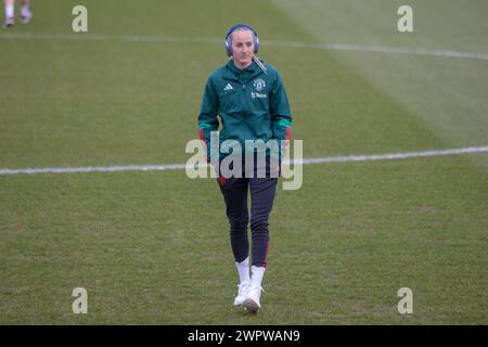 Crawley, Großbritannien. März 2024. Broadfield Stadium, Crawley, 9. März 2024; Millie Turner (21 man United) vor dem Adobe Womens FA Cup Spiel zwischen Brighton und Hove Albion und Manchester United im Broadfield Stadium, Crawley. (Tom Phillips/SPP) Credit: SPP Sport Press Photo. /Alamy Live News Stockfoto