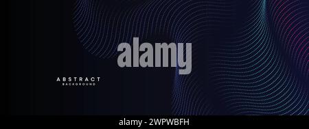 Abstrakter blau-grüner Gradient fließender Punkt Waving Particle Geometric Technology Banner Hintergrund. Digital Futuristic Lila-Pink Gradient Dotted Wave Stock Vektor
