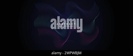 Abstrakter blau-grüner Gradient fließender Punkt Waving Particle Geometric Technology Banner Hintergrund. Digital Futuristic Lila-Pink Gradient Dotted Wave Stock Vektor