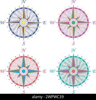 Vektorsatz von Vintage-Kompassen Stock Vektor