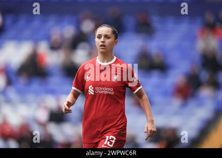 Liverpool, Großbritannien. März 2024. Liverpool FC gegen Leicester FC Barclays Womens Super League PRENTON PARK TRANMERE ENGLAND 9. März 2024 Mia Enderby aus Liverpool während des FA Cup-Spiels der Frauen zwischen Liverpool FC und Leicester FC im Prenton Park Tranmere am 9. März 2024 in Birkenhead, England. (Foto Alan Edwards für F2images) Credit: ALAN EDWARDS/Alamy Live News Stockfoto