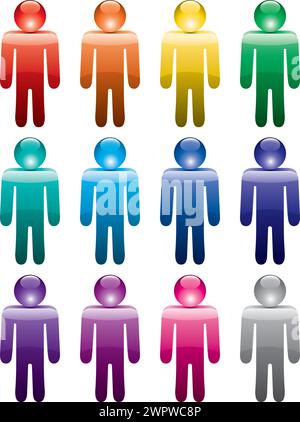 Vektor-Set der bunte Mann Symbole Stock Vektor