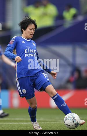 Liverpool, Großbritannien. März 2024. Liverpool FC gegen Leicester FC Barclays Womens Super League PRENTON PARK TRANMERE ENGLAND 9. März 2024 Saori Takarada aus Leicester während des FA Cup-Spiels der Frauen zwischen Liverpool FC und Leicester FC im Prenton Park Tranmere am 9. März 2024 in Birkenhead, England. (Foto Alan Edwards für F2images) Credit: ALAN EDWARDS/Alamy Live News Stockfoto