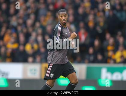 Wolverhampton, Großbritannien. März 2024. Tosin Adarabioyo aus Fulham, während des Premier League-Spiels Wolverhampton Wanderers gegen Fulham in Molineux, Wolverhampton, Vereinigtes Königreich, 9. März 2024 (Foto: Gareth Evans/News Images) in Wolverhampton, Vereinigtes Königreich am 9. März 2024. (Foto: Gareth Evans/News Images/SIPA USA) Credit: SIPA USA/Alamy Live News Stockfoto