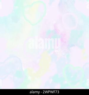 Aquarellmuster mit blassem, nahtlosem Muster. Regenbogenbatik. Stockfoto