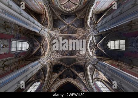 Gewölbe, lateinische Kathedrale, Basilika der Himmelfahrt, Lemberg, Ukraine Stockfoto