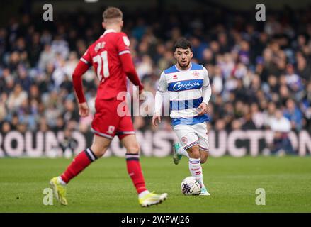 LONDON, ENGLAND - 9. MÄRZ: Ilias Vorsitzender der Queens Park Rangers während des Sky Bet Championship Matches zwischen Queens Park Rangers und Middlesbrough in der Loftus Road am 9. März 2024 in London. (Foto: Dylan Hepworth/MB Media) Stockfoto