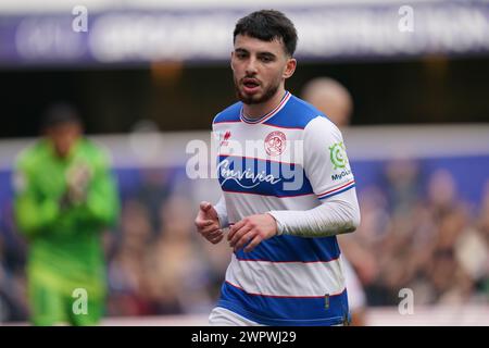 LONDON, ENGLAND - 9. MÄRZ: Ilias Vorsitzender der Queens Park Rangers während des Sky Bet Championship Matches zwischen Queens Park Rangers und Middlesbrough in der Loftus Road am 9. März 2024 in London. (Foto: Dylan Hepworth/MB Media) Stockfoto