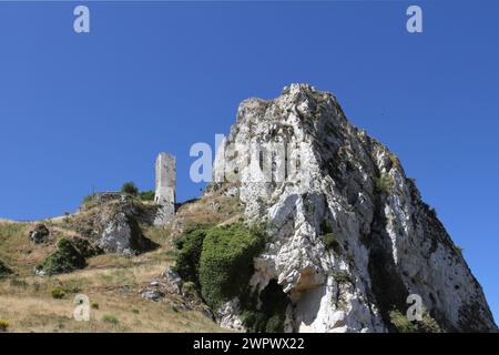 Blick auf das normannische Schloss von Caltabellotta, Sizilien, Italien Stockfoto