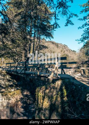 Holz-Brücke in Geres Nationalpark, Portugal Stockfoto