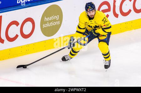 Schweden - Schweiz, Swiss Life Arena, Swiss Ice Hockey Games 2023: #32 Lukas Bengtsson, Verteidiger Schwedische Eishockey Herren Nationalmannschaft. ( Stockfoto