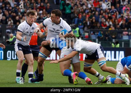 Rom, Latium, Italien. März 2024. Während des Guinness Six Nations 2024 Spiels zwischen Italien und Schottland im Stadio Olimpico am 9. März 2024 in Rom, Italien. (Kreditbild: © Ciro de Luca/ZUMA Press Wire) NUR REDAKTIONELLE VERWENDUNG! Nicht für kommerzielle ZWECKE! Stockfoto