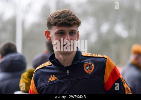 Rumpf, Großbritannien. März 2024. Hull City Mittelfeldspieler Tyler Morton (15) beim Hull City AFC gegen Leicester City FC SKY Bet EFL Championship Match im MKM Stadium, Hull, England, Großbritannien am 9. März 2024 Credit: Every Second Media/Alamy Live News Stockfoto