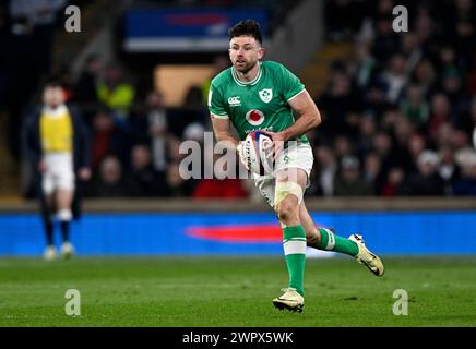 Twickenham, Vereinigtes Königreich. März 2024. England V Irland, Guinness 6 Nations. Twickenham Stadium. Twickenham. Hugo Keenan (Irland) während des Rugbyspiels England gegen Irland in den Guinness 6 Nations. Quelle: Sport In Pictures/Alamy Live News Stockfoto