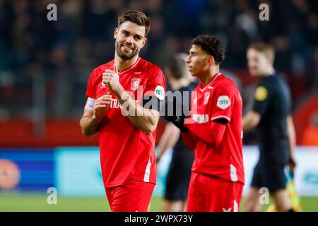 ENSCHEDE, 09-03-2024 , Stadion de Grolsch Veste , Fußball, niederländische eredivisie, Saison 2023 / 2024, während des Spiels FC Twente - Sparta, FC Twente Spieler Robin Propper Stockfoto