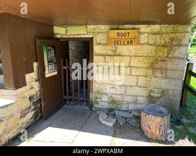 Vor dem Root Cellar im Historic Spring Mill State Park Stockfoto
