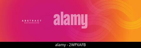 Abstrakter orange-rosa Verlauf Waving Kreise Linien Technologie Web-Banner Hintergrund. Gelb-violette Farbverlauf leuchtende Linien geometrische diagonale Form Stock Vektor