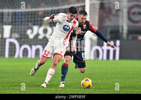 Genua, Italien. März 2024. Foto Tano Pecoraro/LaPresse 09 marzo 2024 Genova, Italia - Sport, calcio - Genua vs Monza - Campionato di calcio Serie A TIM 2023/2024 - Stadio Luigi Ferraris. Nella Foto: Strootman kevin, pessina matteo 9. März 2024 Genova, Italien - Sport, Fußball - Genua vs Monza - italienische Fußballmeisterschaft der Serie A 2023/2024 - Luigi Ferraris Stadion. Auf dem Bild: Strootman kevin, pessina matteo Credit: LaPresse/Alamy Live News Stockfoto