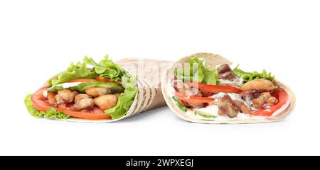 Leckere Döner-Kebabs isoliert auf weiß Stockfoto