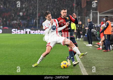 Genua, Italien. März 2024. Foto Tano Pecoraro/LaPresse 09 marzo 2024 Genova, Italia - Sport, calcio - Genua vs Monza - Campionato di calcio Serie A TIM 2023/2024 - Stadio Luigi Ferraris. Nella Foto: Strootman kevin 9. März 2024 Genova, Italien - Sport, Fußball - Genua vs Monza - italienische Fußballmeisterschaft der Serie A 2023/2024 - Luigi Ferraris Stadion. Im Bild: Strootman kevin Credit: LaPresse/Alamy Live News Stockfoto