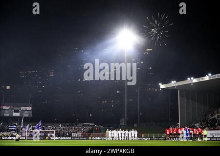 Brüssel, Belgien März 2024. Die Abbildung zeigt den Beginn eines Fußballspiels zwischen RWD Molenbeek und RSC Anderlecht am Samstag, den 09. März 2024 in Brüssel, am 29. Tag der Saison 2023-2024 der ersten Liga der „Jupiler Pro League“ der belgischen Meisterschaft. BELGA FOTO TOM GOYVAERTS Credit: Belga Nachrichtenagentur/Alamy Live News Stockfoto