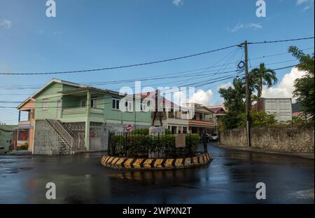 Die Straßen der Stadt Roseau in Dominica Stockfoto