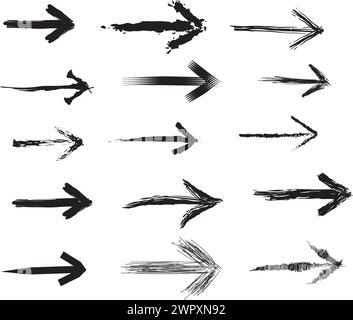 Satz von Pfeilen Hand gezeichnet Grunge Symbol Vektorbilder. Stock Vektor