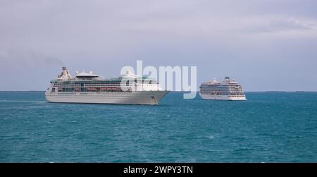 MIAMI, FLORIDA - 24. Januar 2024: Die Reise- und Kreuzfahrtindustrie war von COVID fast verkrüppelt, kehrt aber wieder stark zurück und ist bereit, 2024 zu machen Stockfoto