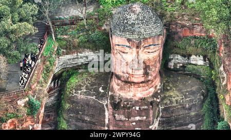 Großer Leshan Buddha in der Nähe von Chengdu, China Stockfoto