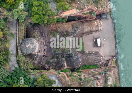 Großer Leshan Buddha in der Nähe von Chengdu, China Stockfoto