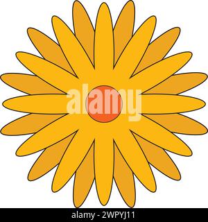 Sonnenblumensymbol, animiertes Cartoonmodell, Vektor-Illustration Design Stock Vektor