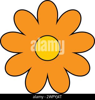 Sonnenblumensymbol, animiertes Cartoonmodell, Vektor-Illustration Design Stock Vektor