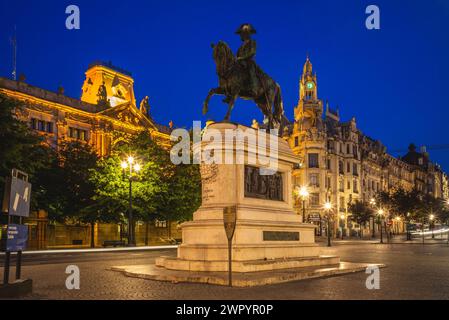 28. September 2018: Das Denkmal für König Pedro IV. Auf dem Liberdade-Platz in Porto, portugal, wurde im Oktober 1866 eingeweiht und wurde als P klassifiziert Stockfoto