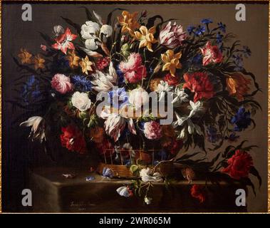 "Kleiner Blumenkorb", 1671, Juan de Arellano (1614-1676), Museo de Bellas Artes, Bilbao, Bizkaia, Baskenland, Spanien Stockfoto