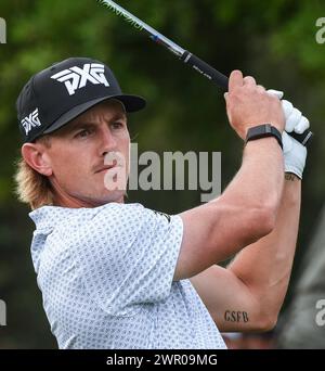 Orlando, Usa. März 2024. Jake knapp aus den Vereinigten Staaten trifft seinen Abschlag auf das erste Loch während der dritten Runde des Arnold Palmer Invitational von Mastercard auf dem Arnold Palmer Bay Hill Golf Course in Orlando, Florida. Quelle: SOPA Images Limited/Alamy Live News Stockfoto