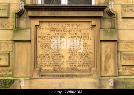 Denkmal Für Den Ersten Weltkrieg. Nelson Town Hall, Lancashire. Stockfoto