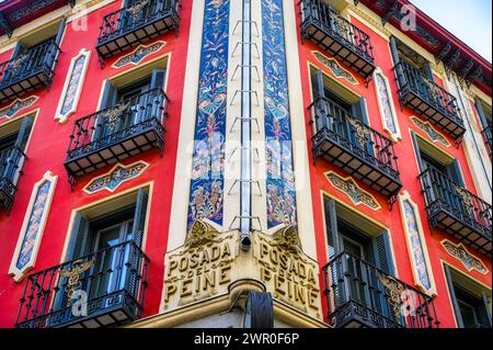 Architektonisches Merkmal im Posada del Peine Building Hotel, Madrid, Spanien Stockfoto