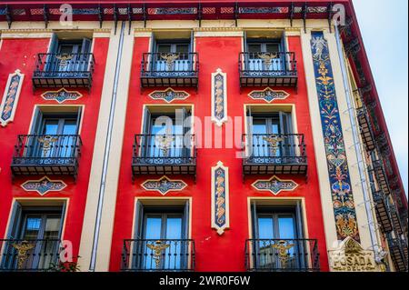 Architektonisches Merkmal im Posada del Peine Building Hotel, Madrid, Spanien Stockfoto