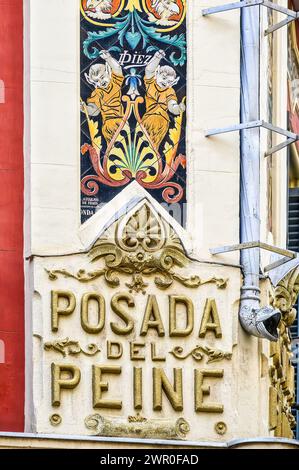 Architektonisches Merkmal im Posada del Peine Building Hotel, Madrid, Spanien Stockfoto