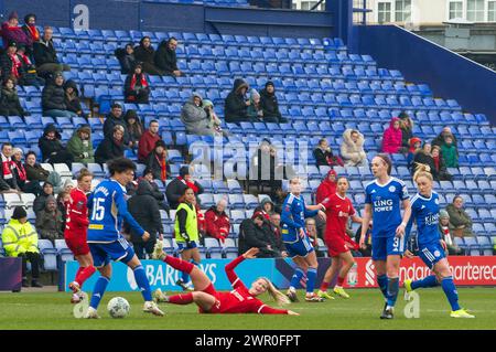 Liverpool, Großbritannien. März 2024. Prenton Stadium Action während des WSL-Fußballspiels zwischen Liverpool und Leicester City, einem Heimspiel für Liverpool, Prenton Park Stadium (Terry Scott/SPP) Credit: SPP Sport Press Photo. /Alamy Live News Stockfoto