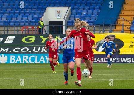 Prenton Stadium Jenna Clark aus Liverpool beim WSL-Fußballspiel zwischen Liverpool und Leicester City, einem Heimspiel für Liverpool, Prenton Park Stadium (Terry Scott / SPP) Stockfoto