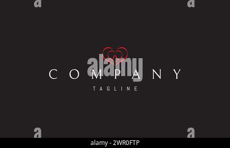 Vektorrotes Logo mit abstraktem Bild eines Herzens mit einer Kerzenflamme im Inneren. Stock Vektor