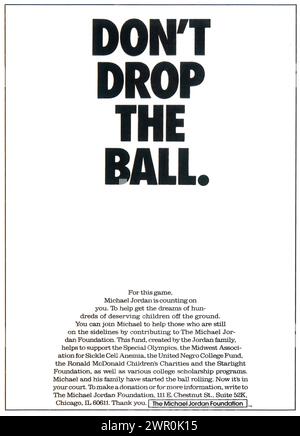 1991 Werbespot der Michael Jordan Foundation „Don't Drop the Ball“ Stockfoto