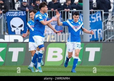 Dimitri Bisoli von Brescia Calcio FC während des italienischen Fußballspiels der Serie B zwischen Brescia Calcio und Palermo FC im Mario Rigamonti Stad Stockfoto