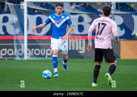 Andrea Papetti von Brescia Calcio FC während des italienischen Fußballspiels der Serie B zwischen Brescia Calcio und Palermo FC im Mario Rigamonti Stad Stockfoto