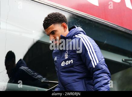 Morgan Gibbs-White von Nottingham Forest kommt vor dem Spiel der Premier League im American Express Stadium in Brighton an. Bilddatum: Sonntag, 10. März 2024. Stockfoto