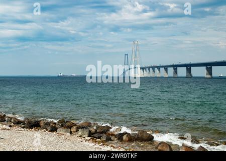 Brücke über den Großen Belt, Storebelt in Dänemark, Seeland, Fünen. Stockfoto