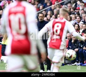 AMSTERDAM - Ajax Trainer John va't Schip während des niederländischen Eredivisie-Spiels zwischen Ajax Amsterdam und Fortuna Sittard in der Johan Cruijff Arena am 10. März 2024 in Amsterdam, Niederlande. ANP OLAF KRAAK Stockfoto